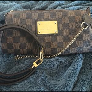 Authentic Louis Vuitton Damier Ebene Eva Clutch